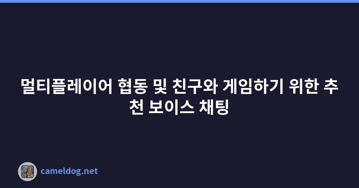 멀티플레이어 협동 및 친구와 게임하기 위한 추천 보이스 채팅