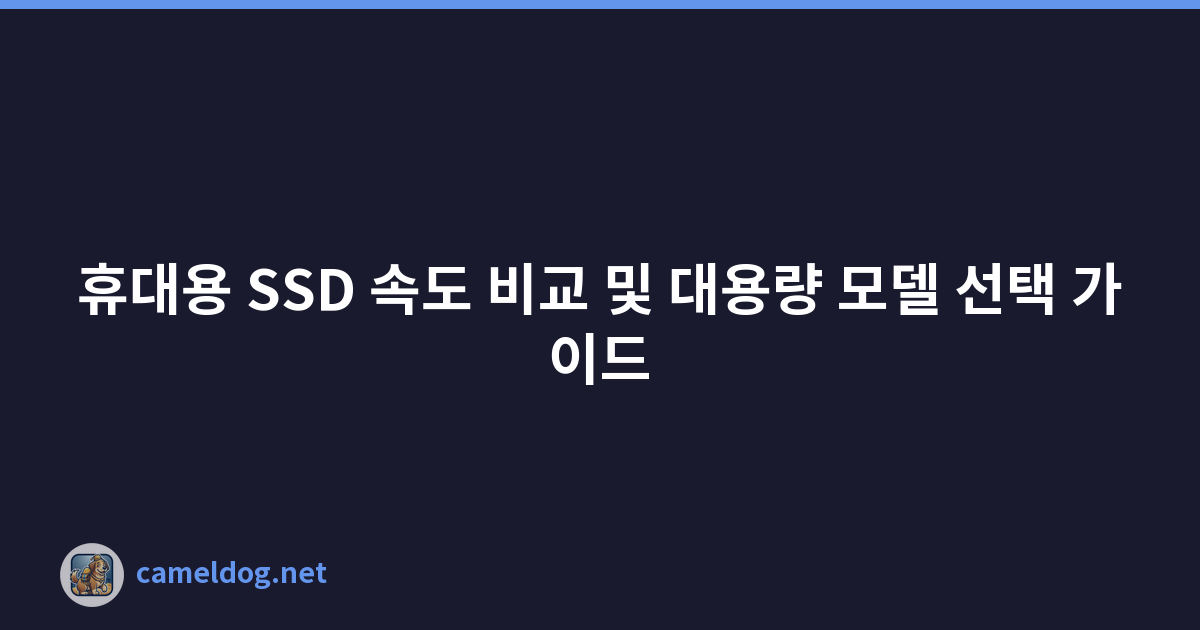 휴대용 SSD 속도 비교 및 대용량 모델 선택 가이드