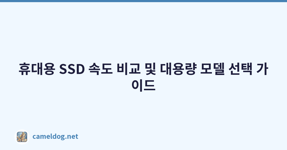 휴대용 SSD 속도 비교 및 대용량 모델 선택 가이드
